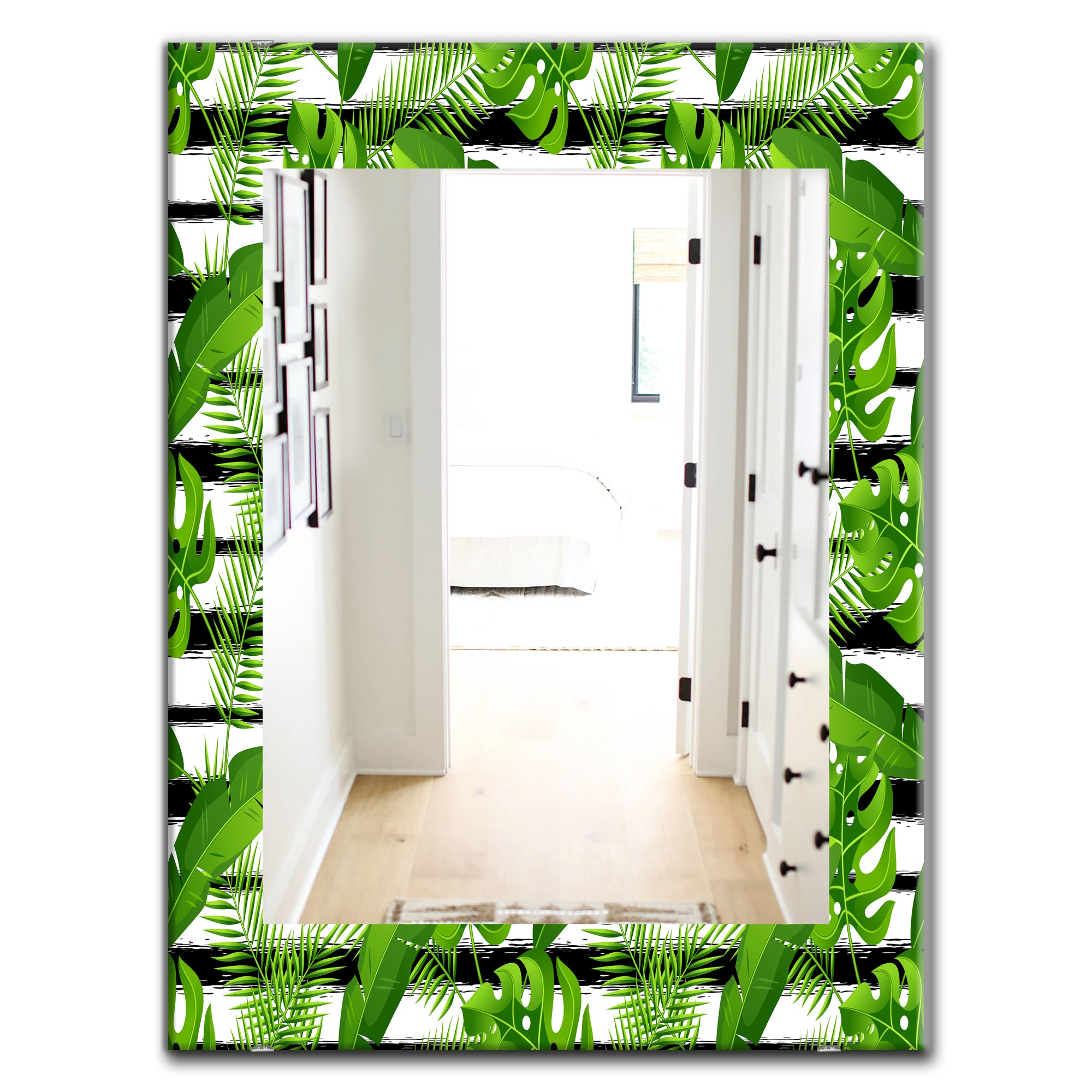 Designart 'Tropical Mood Foliage 14' Bohemian and Eclectic Mirror - Oval or Round Wall Mirror