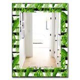 Designart 'Tropical Mood Foliage 14' Bohemian and Eclectic Mirror - Oval or Round Wall Mirror