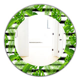 Designart 'Tropical Mood Foliage 14' Bohemian and Eclectic Mirror - Oval or Round Wall Mirror