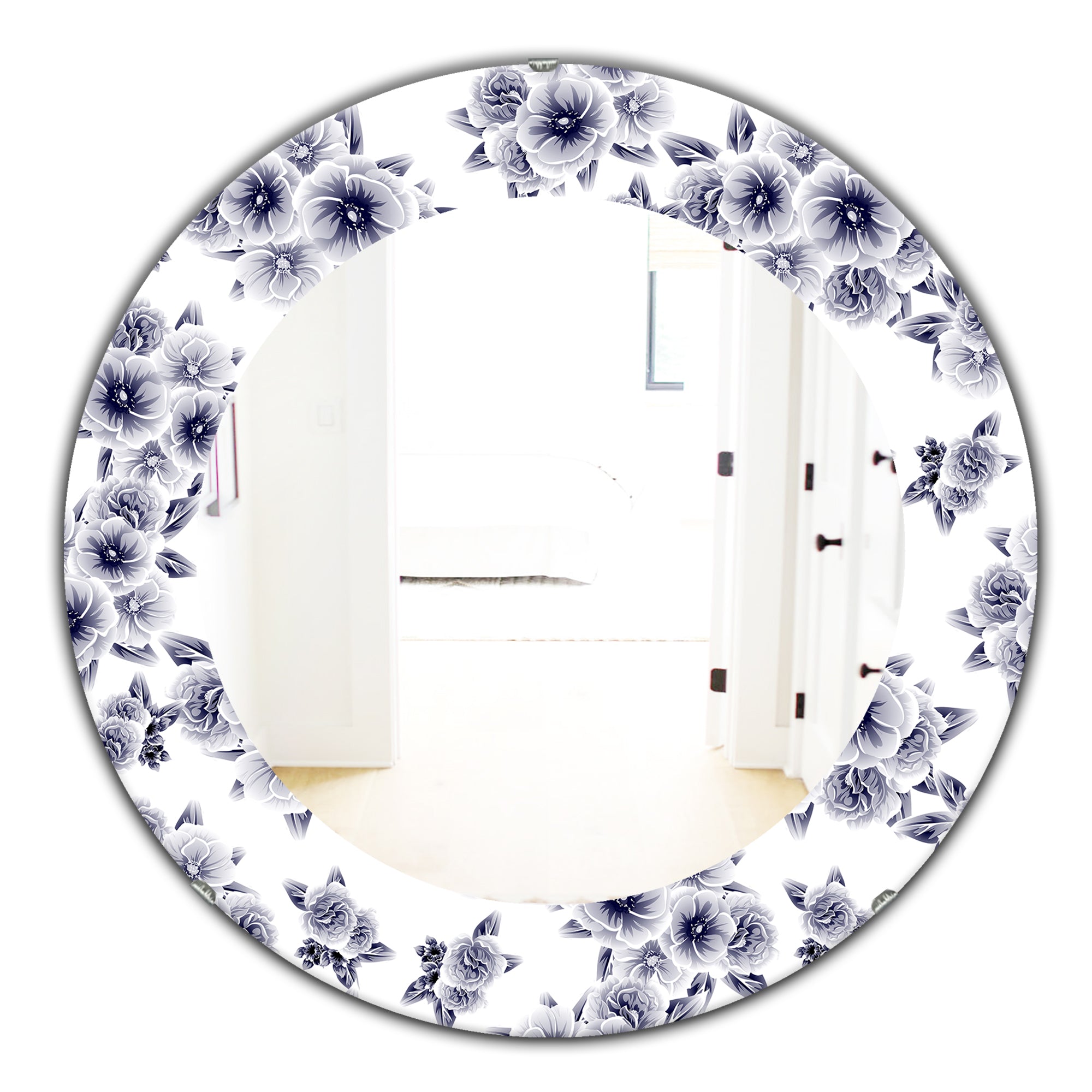 Designart 'Vintage Style Flower Pattern' Farmhouse Mirror - Oval or Round Wall Mirror