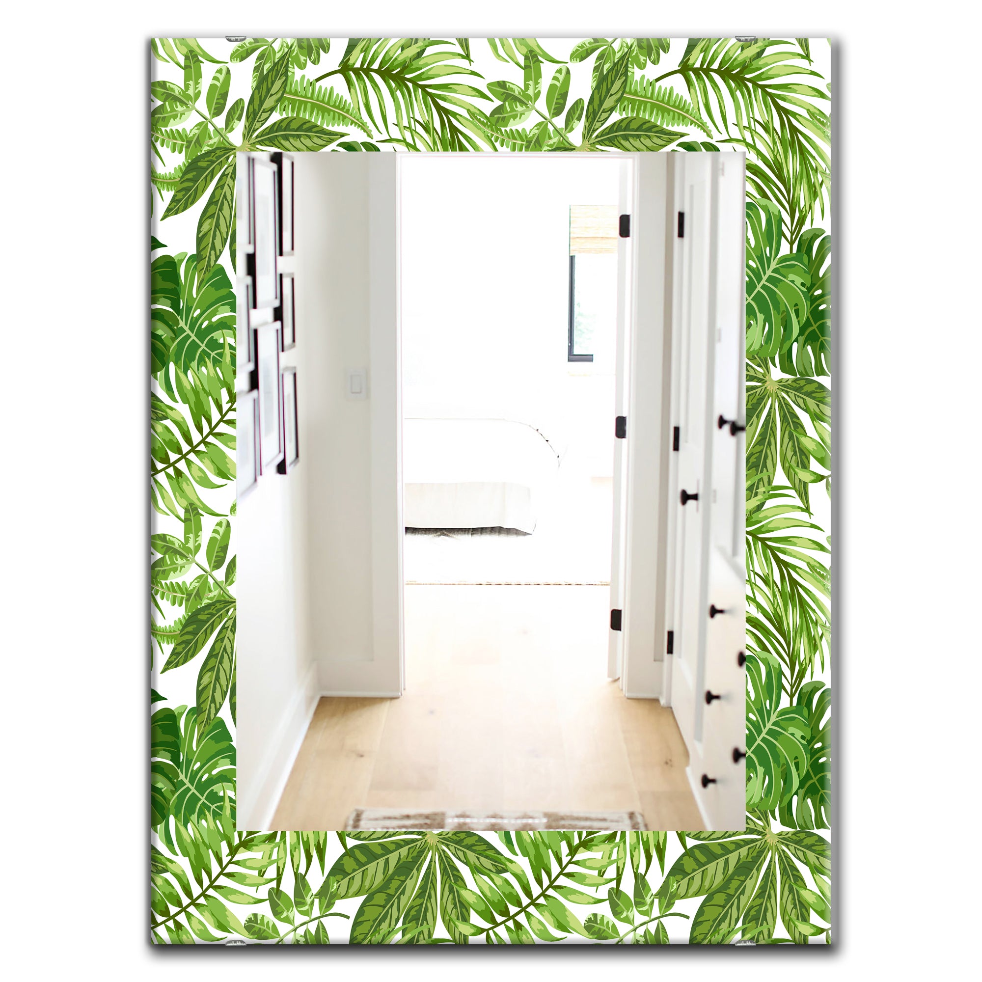 Designart 'Tropical Mood Foliage 19' Bohemian and Eclectic Mirror - Oval or Round Wall Mirror