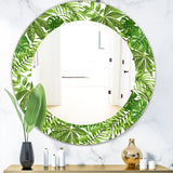 Designart 'Tropical Mood Foliage 19' Bohemian and Eclectic Mirror - Oval or Round Wall Mirror