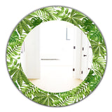 Designart 'Tropical Mood Foliage 19' Bohemian and Eclectic Mirror - Oval or Round Wall Mirror