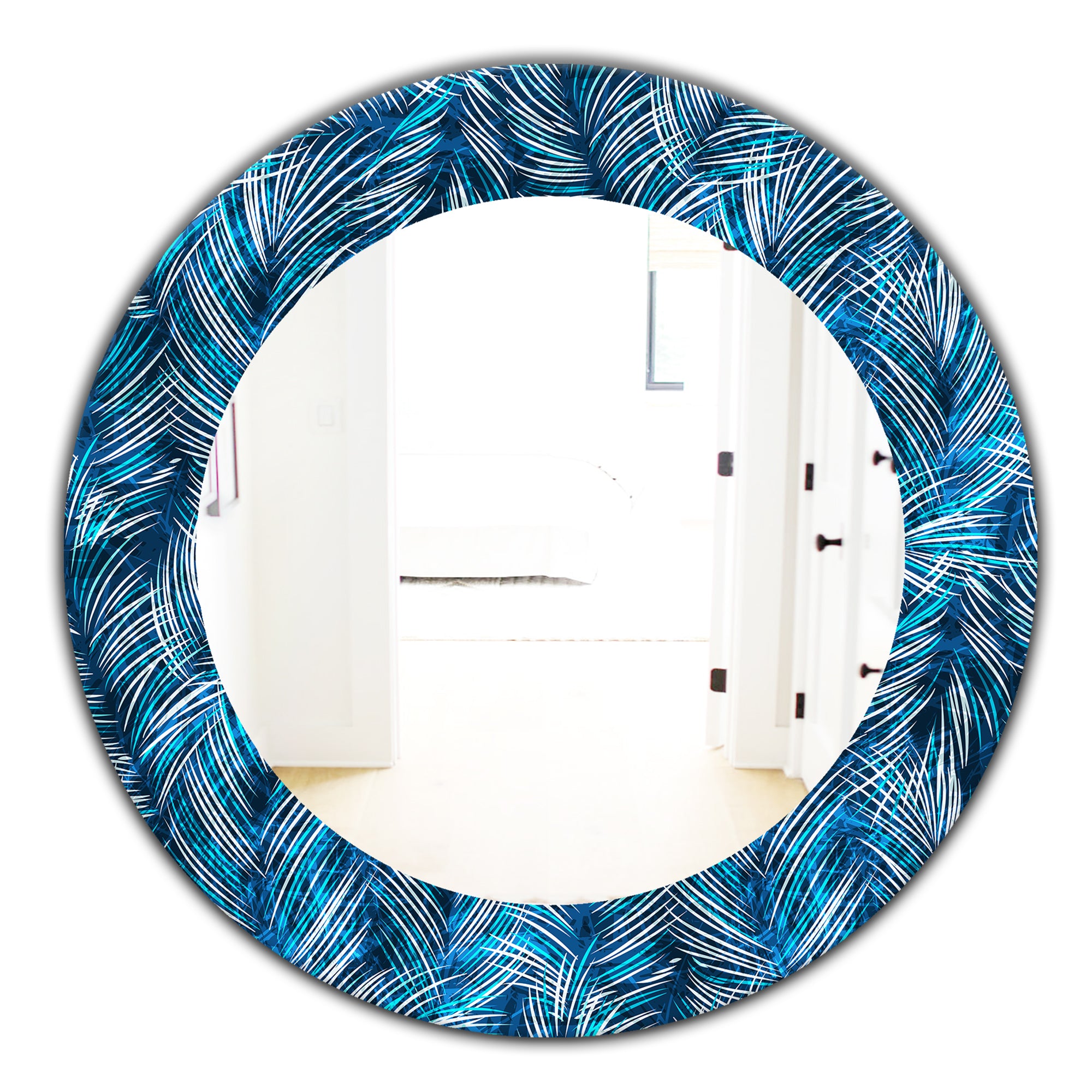 Designart 'Tropical Palm Leaves' Bohemian and Eclectic Mirror - Oval or Round Wall Mirror