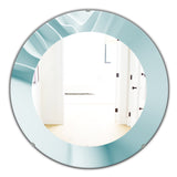 Designart 'Light Blue Waves 2' Modern Mirror - Oval or Round Wall Mirror