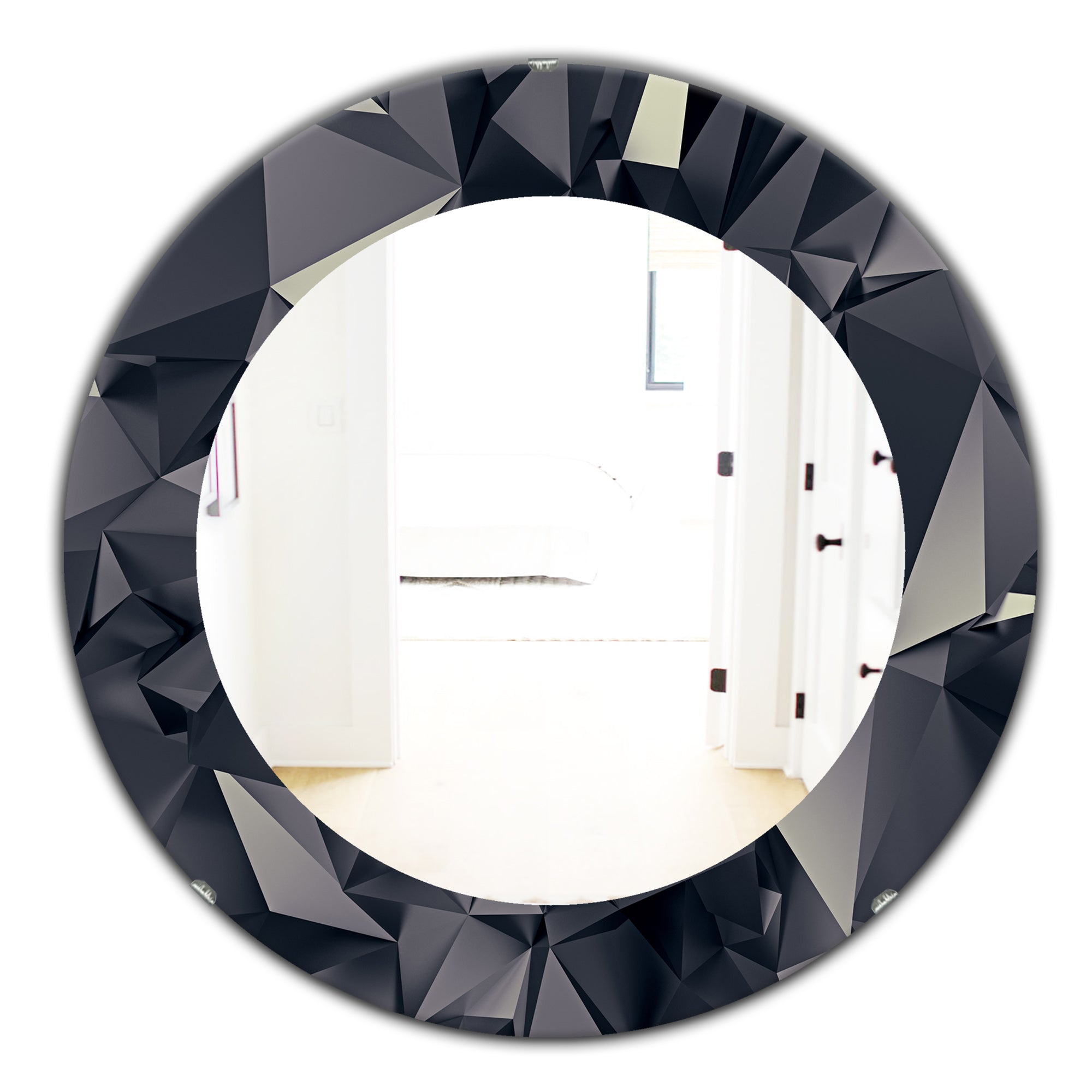 Designart 'Shades Of Black' Modern Mirror - Oval or Round Wall Mirror