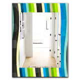 Designart 'Blue, Yellow, Blue, Green and Black Colored Curves' Modern Mirror - Oval or Round Wall Mirror