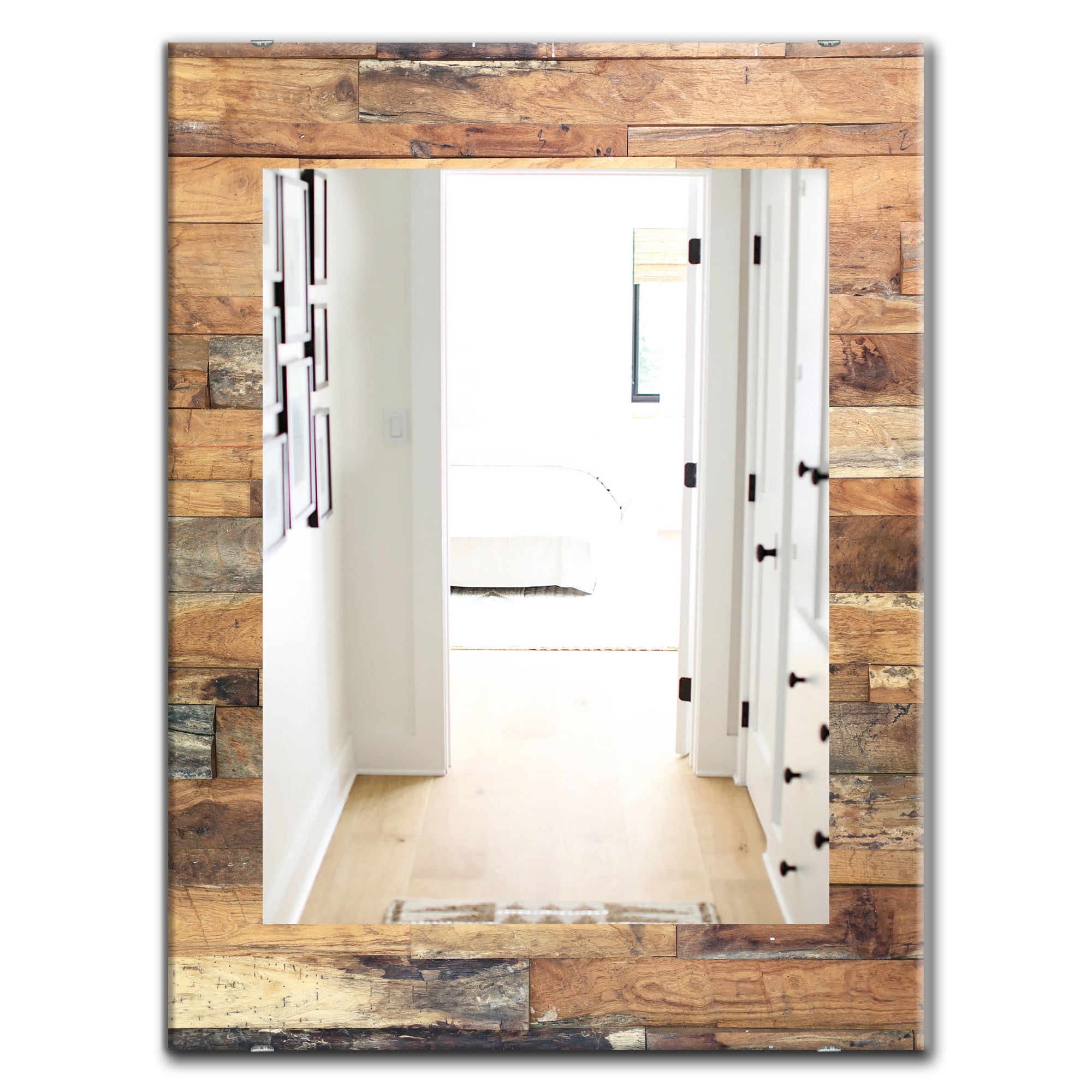 Designart 'Wood IV' Modern Mirror - Oval or Round Wall Mirror