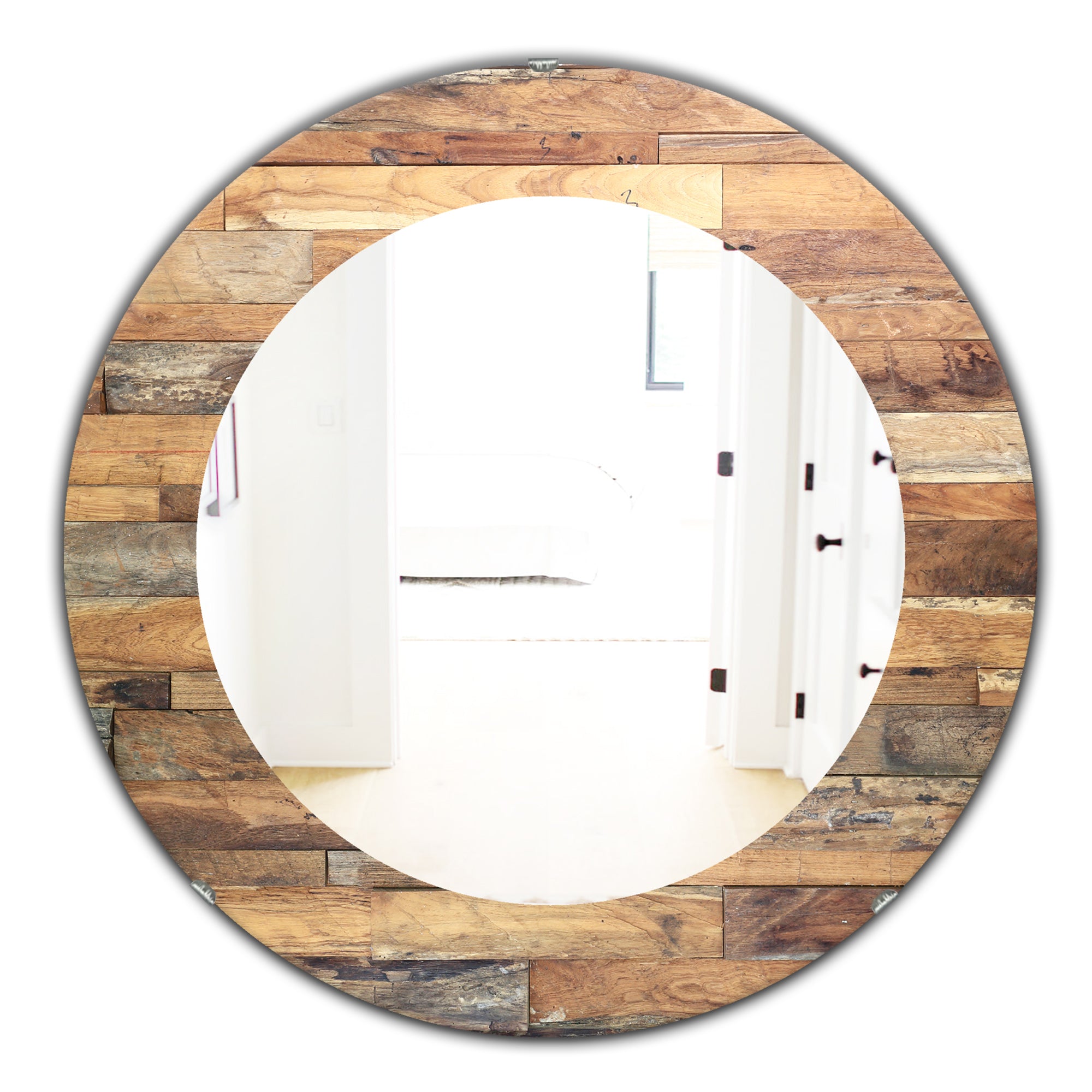 Designart 'Wood IV' Modern Mirror - Oval or Round Wall Mirror