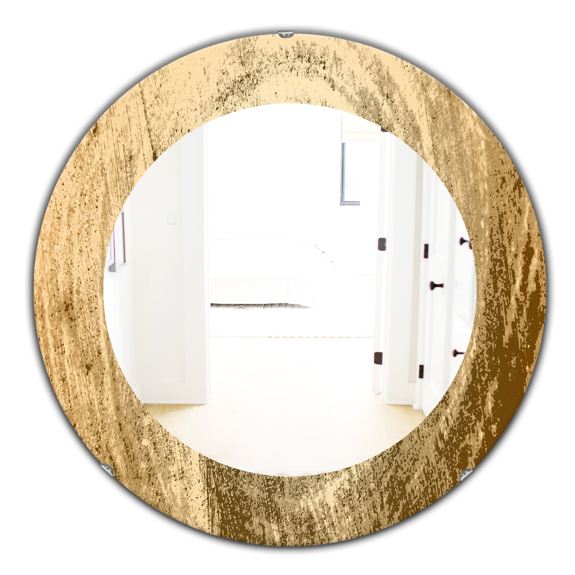 Designart 'Vintage Tree Grooves Annual Rings On Stump' Bohemian and Eclectic Mirror - Oval or Round Wall Mirror