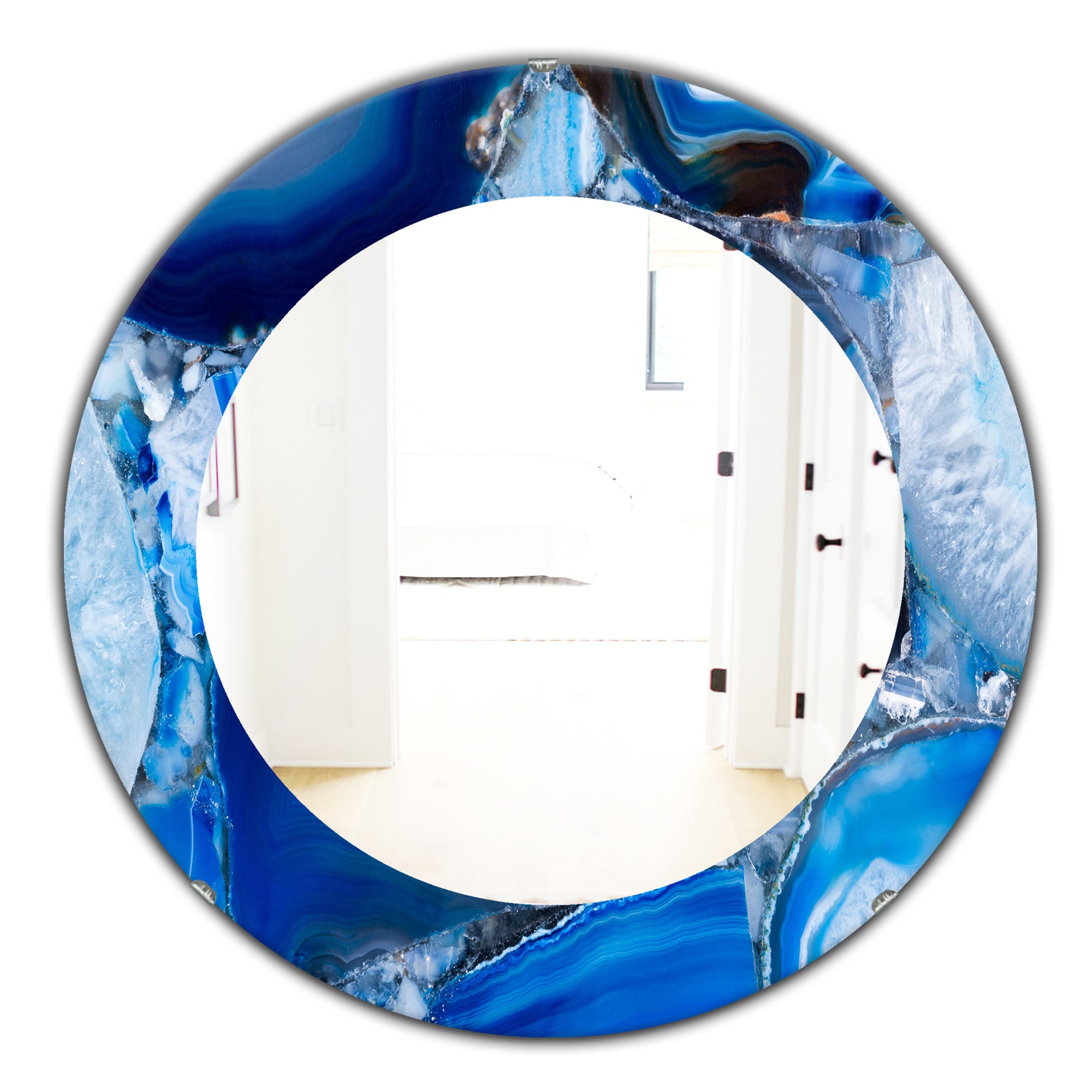 Designart 'Marbled Geode 11' Mid-Century Mirror - Oval or Round Wall Mirror