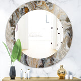 Designart 'Onyx Detail Composition' Mid-Century Mirror - Oval or Round Wall Mirror