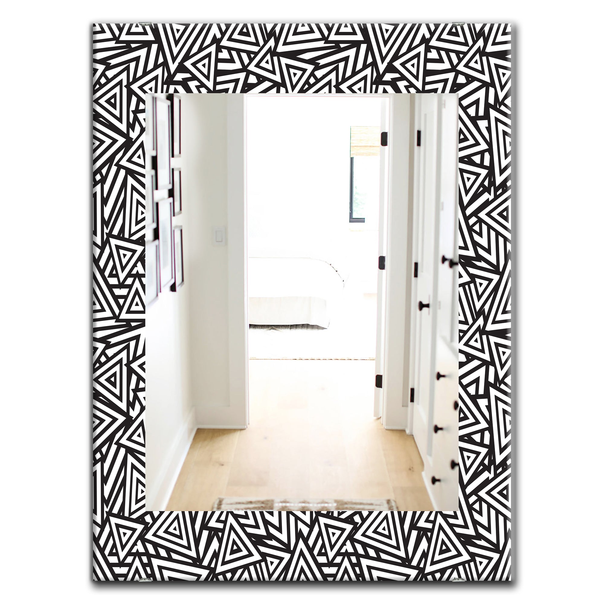 Designart 'Black & White 3' Modern Mirror - Contemporary Oval or Round Wall Mirror