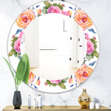 Designart 'Pink Blossom 34' Traditional Mirror - Oval or Round Wall Mirror