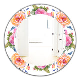 Designart 'Pink Blossom 34' Traditional Mirror - Oval or Round Wall Mirror