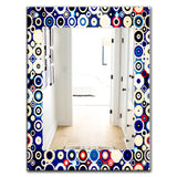 Designart 'Retro Stars and Dots In Disco Style' Bohemian and Eclectic Mirror - Oval or Round Wall Mirror