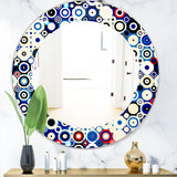 Designart 'Retro Stars and Dots In Disco Style' Bohemian and Eclectic Mirror - Oval or Round Wall Mirror