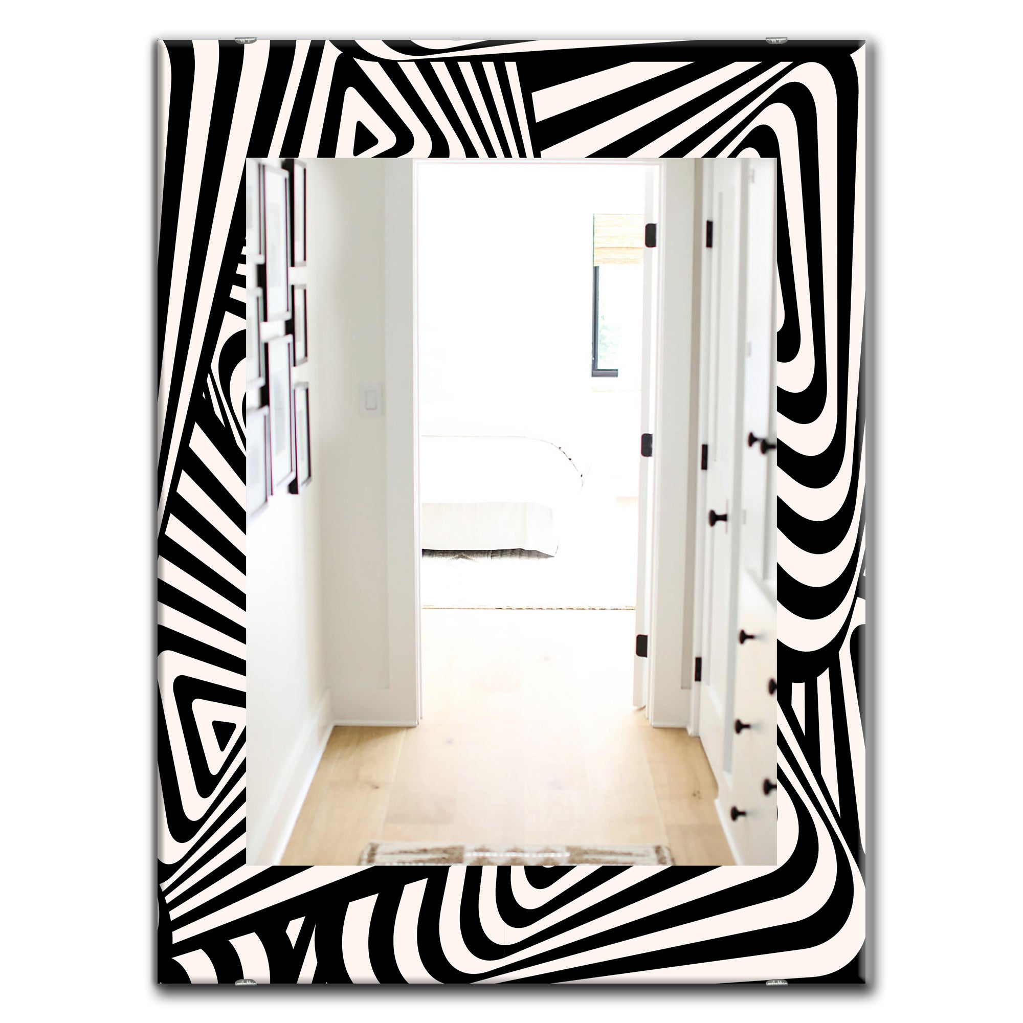 Designart 'Black & White 5' Modern Mirror - Contemporary Oval or Round Wall Mirror