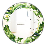 Designart 'Tropical Leaves Green' Bohemian and Eclectic Mirror - Oval or Round Wall Mirror