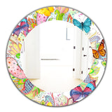 Designart 'Bohemian Butterflies' Bohemian & Eclectic Mirror - Oval or Round Wall Mirror
