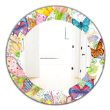 Designart 'Bohemian Butterflies' Bohemian & Eclectic Mirror - Oval or Round Wall Mirror