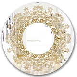 Designart 'Brown Mandala' Glam Mirror - Oval or Round Accent or Vanity Mirror