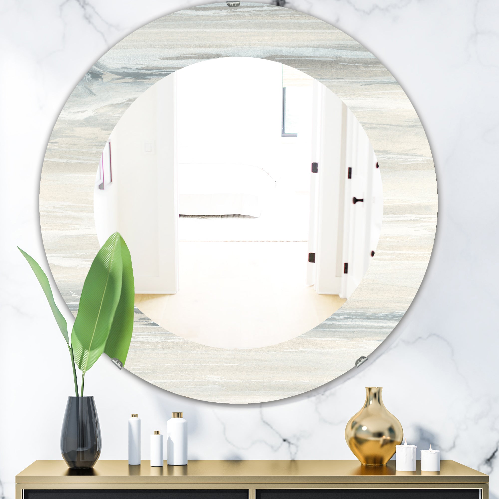 Designart 'Watercolor Colorfields I' Modern Mirror - Oval or Round Wall Mirror