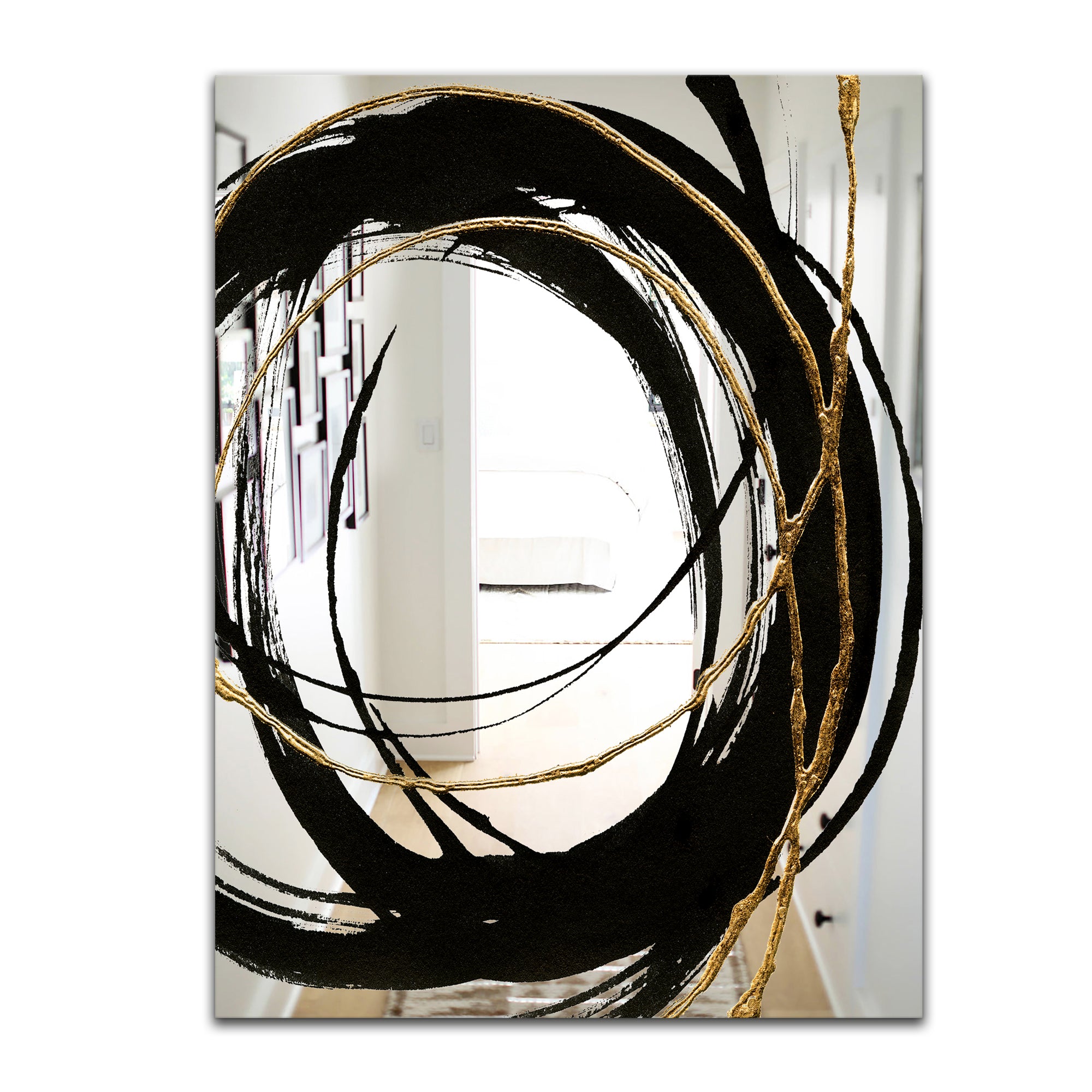 Designart 'Black & White 10' Glam Mirror - Oval or Round Wall Mirror