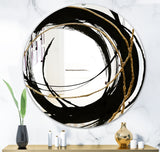 Designart 'Black & White 10' Glam Mirror - Oval or Round Wall Mirror