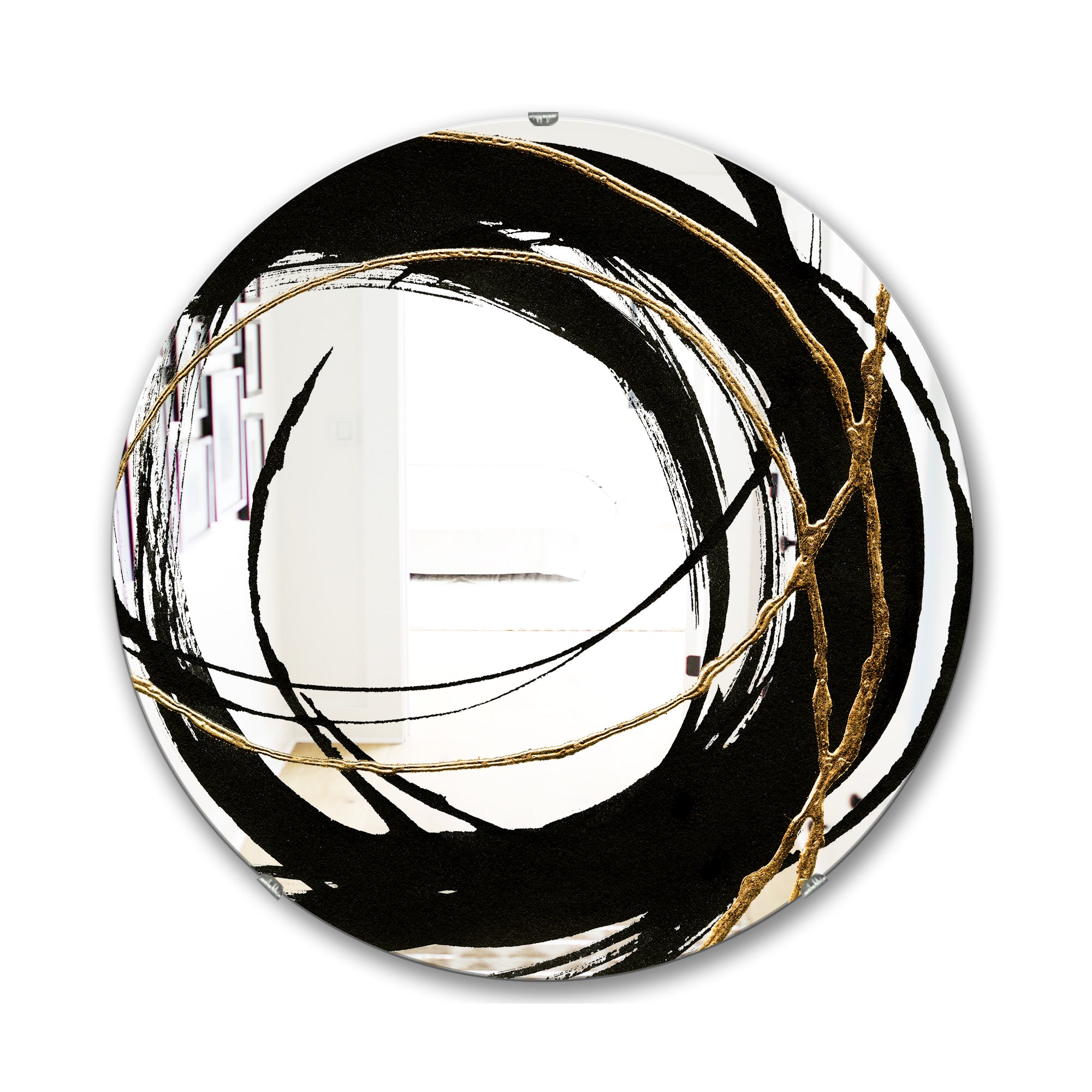 Designart 'Black & White 10' Glam Mirror - Oval or Round Wall Mirror