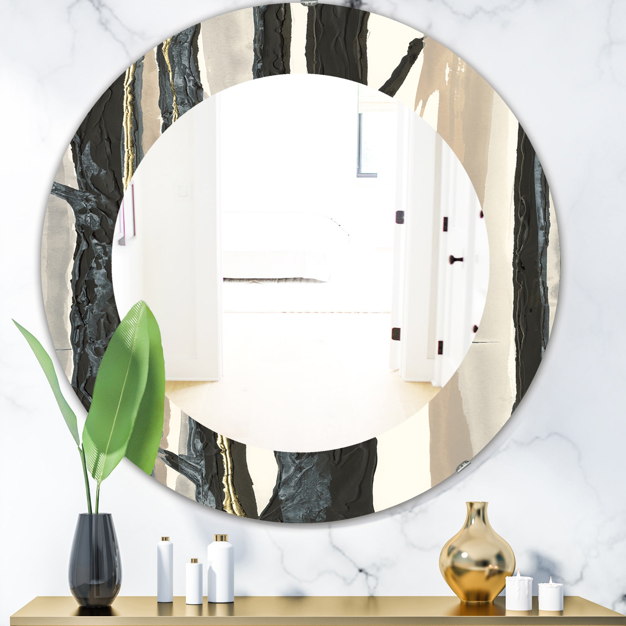 Designart 'Forest Silhouette II' Modern Mirror - Oval or Round Wall Mirror
