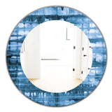 Designart 'Indigo Watercolor Geometrical V' Mid-Century Mirror - Oval or Round Wall Mirror