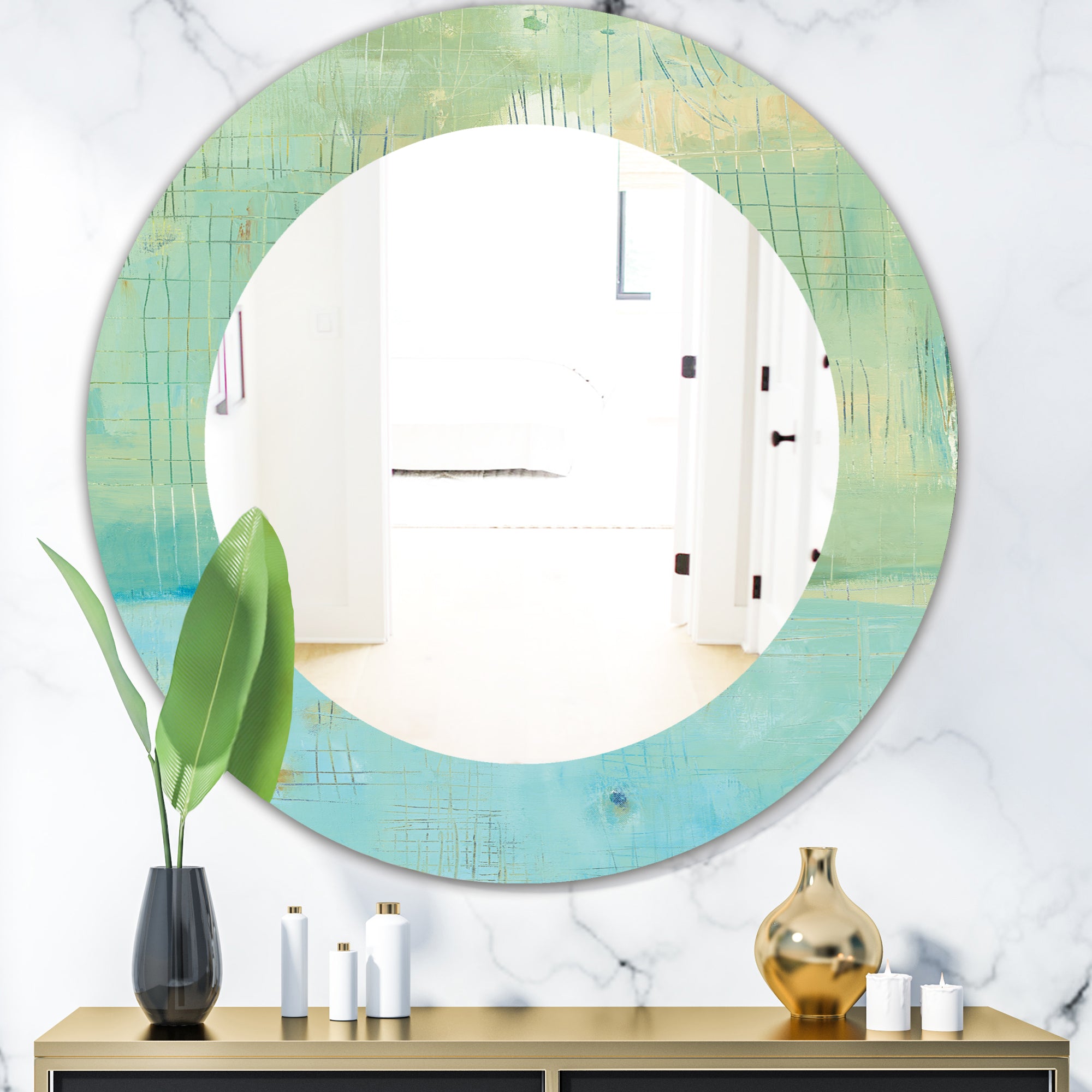 Designart 'Dreaming Of The Shore I' Traditional Mirror - Oval or Round Wall Mirror
