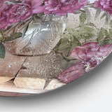 Bouquet of Pink Peonies' Ultra Glossy Floral Metal Circle Wall Art