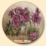 Bouquet of Pink Peonies' Ultra Glossy Floral Metal Circle Wall Art