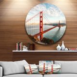 Golden Gate Bridge in San Francisco' Ultra Glossy Sea Bridge Metal Circle Wall Art