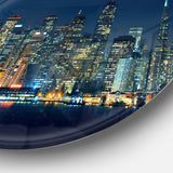 San Francisco Skyline at Night' Ultra Glossy Cityscape Metal Circle Wall Art