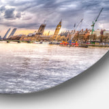 London Skyline and River Thames' Ultra Glossy Cityscape Circle Wall Art