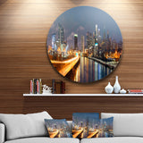 Philadelphia Skyline at Night' Ultra Glossy Cityscape Circle Wall Art
