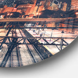 Dark Chicago Skyline and Railroad' Ultra Glossy Cityscape Circle Wall Art