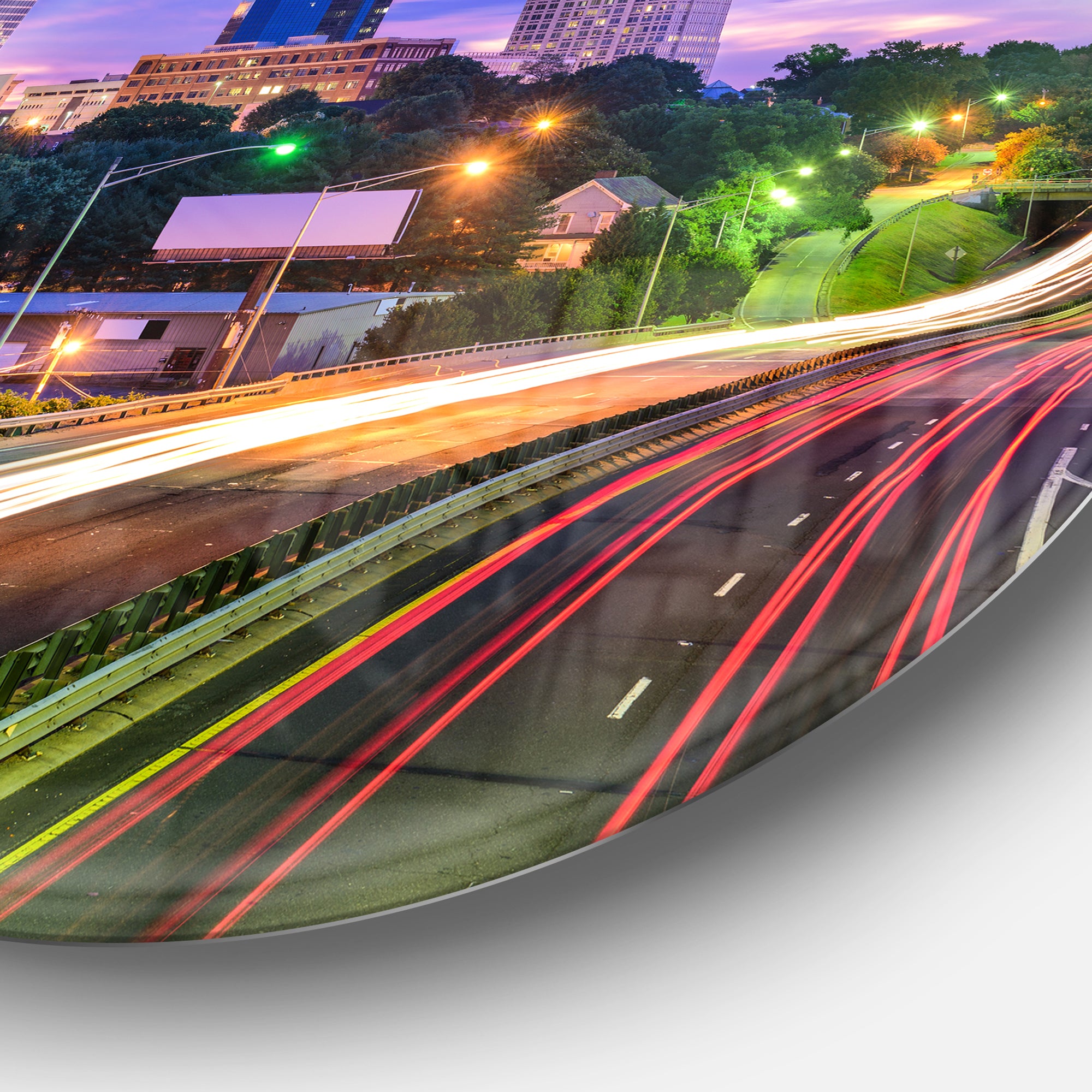 Winston Salem North Carolina' Ultra Glossy Cityscape Metal Circle Wall Art