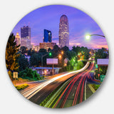 Winston Salem North Carolina' Ultra Glossy Cityscape Metal Circle Wall Art