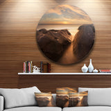 Large Rocks at La Perouse Bridge' Large Seashore Metal Circle Wall Art