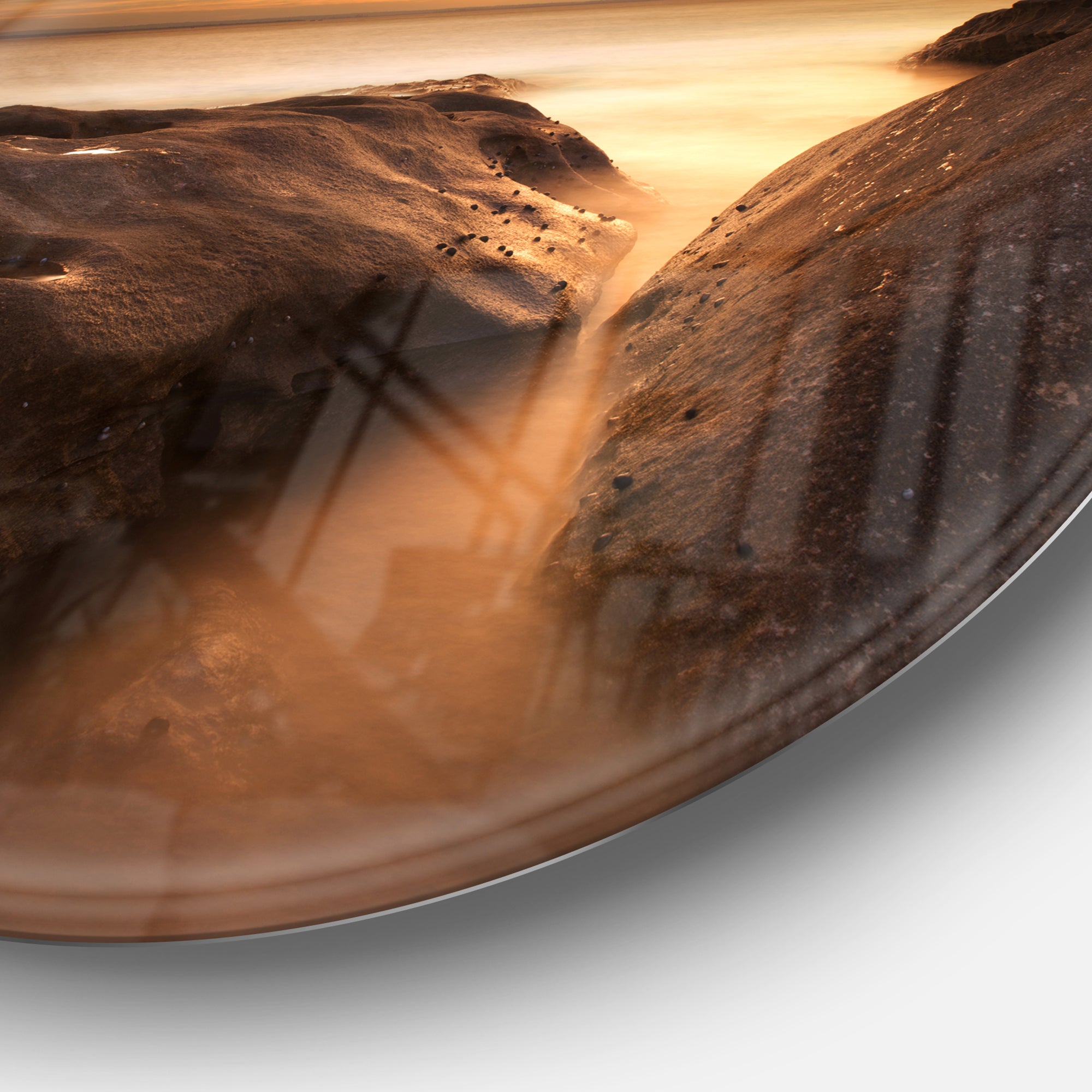 Large Rocks at La Perouse Bridge' Large Seashore Metal Circle Wall Art