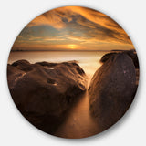 Large Rocks at La Perouse Bridge' Large Seashore Metal Circle Wall Art