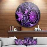 Embossed Purple Floral Shapes' Large Floral Metal Circle Wall Art