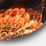 Bright Orange Glossy Fractal Flower' Large Floral Metal Circle Wall Art