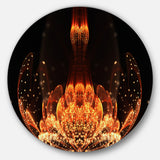 Bright Orange Glossy Fractal Flower' Large Floral Metal Circle Wall Art