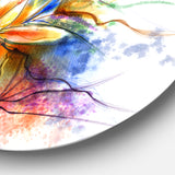 Abstract Multi color Flower Fusion' Large Flower Metal Circle Wall Art
