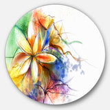 Abstract Multi color Flower Fusion' Large Flower Metal Circle Wall Art
